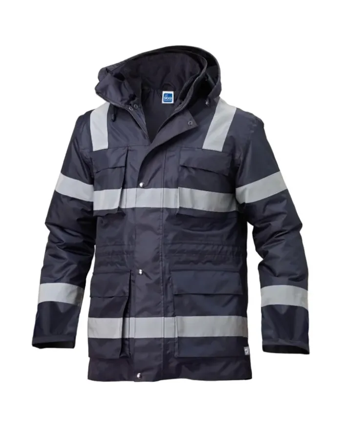 Giaccone Steel Workwear, antivento, bande reflex, imbottito