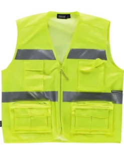 Gilet alta visibilità con multitasche riflettente zip