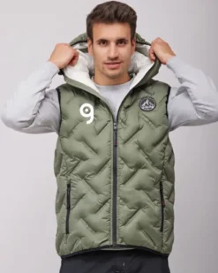 Gilet uomo imbottito con cappuccio pratico e personalizzabile aziendal