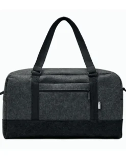 INDICO BAG borsa weekend in feltro RPET grigia con tracolla 50cm