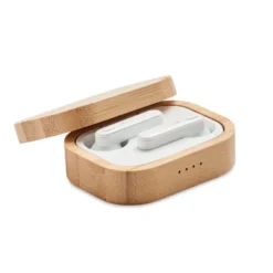JAZZ BAMBOO Auricolari TWS 5.0 Bluetooth con Custodia in Bambù