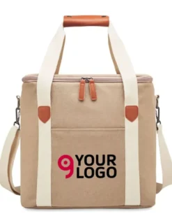 KECIL Borsa frigo grande in cotone lavato, beige, 34,5x25x35 cm
