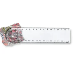 LASTA Righello 15 cm trasparente con lente e misuratore angoli