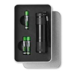LED PLUS Torcia in Metallo 9 LED con laccetto, argento, 3 batterie