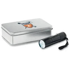 LED PLUS Torcia in Metallo 9 LED con laccetto, argento, 3 batterie