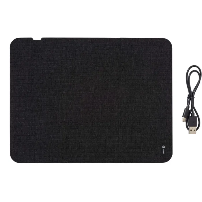 Mousepad e supporto per cellulare in r-pet, con caricabatterie wireles