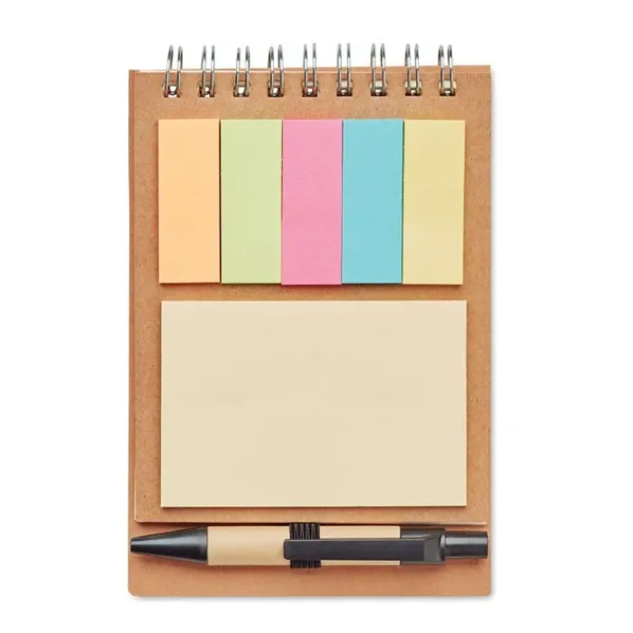 MULTIBOOK Blocco Note Riciclato con Penna e Adesivi, 16x6cm