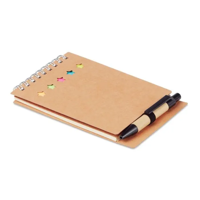MULTIBOOK Blocco Note Riciclato con Penna e Adesivi, 16x6cm