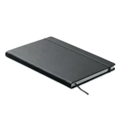 OURS Notebook A5 rigido PU, 200p riciclato, chiusura elastica