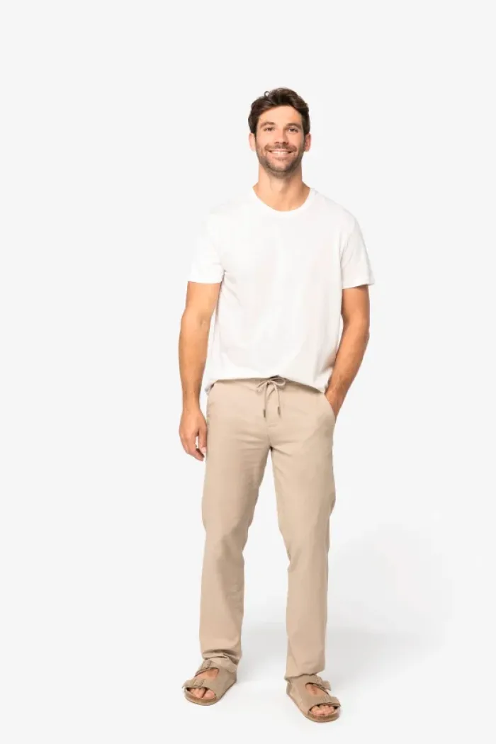 Pantaloni uomo ecosostenibili in lino e cotone bio