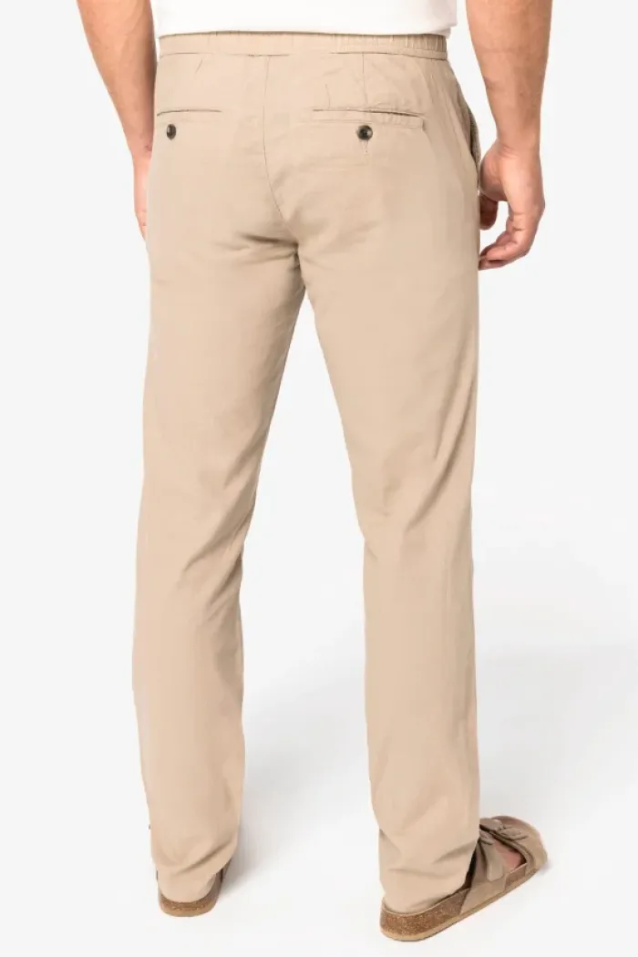 Pantaloni uomo ecosostenibili in lino e cotone bio