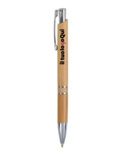 Penna a scatto Bamboo Green con dettagli cromati