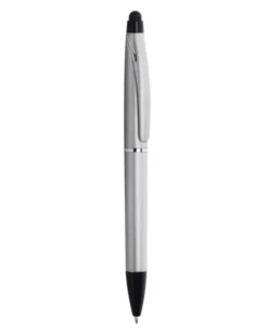 Penna touch screen nera con gommino e dettagli cromati Altamira