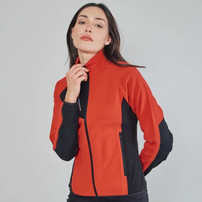 Pile donna Edimburgo bicolore, zip lunga, rinforzi e rifrangente