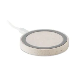 PLATO+ Caricatore wireless ecologico in paglia e ABS, 5W, Ø7 cm