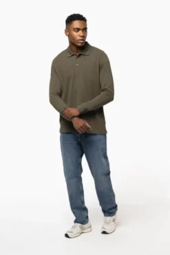 Polo piqué uomo manica lunga
