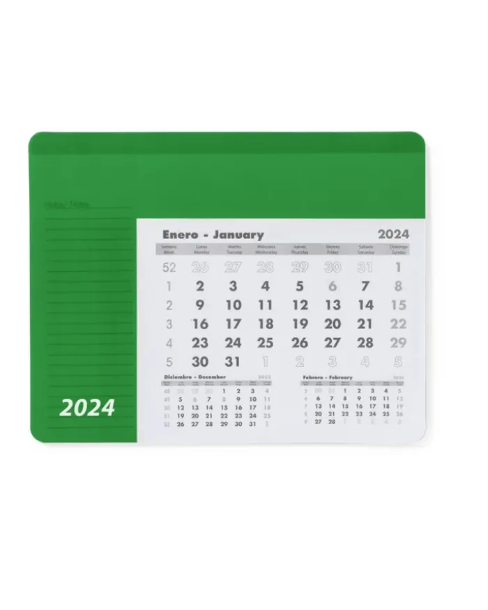Rendux Tappetino Mouse Calendario PVC 12 mesi con note, trasparente