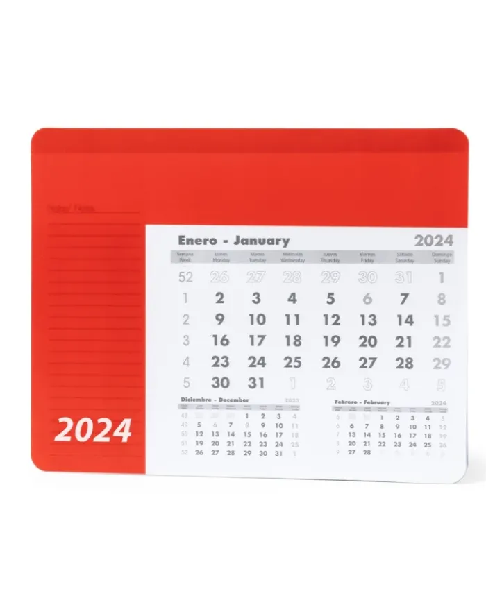 Rendux Tappetino Mouse Calendario PVC 12 mesi con note, trasparente
