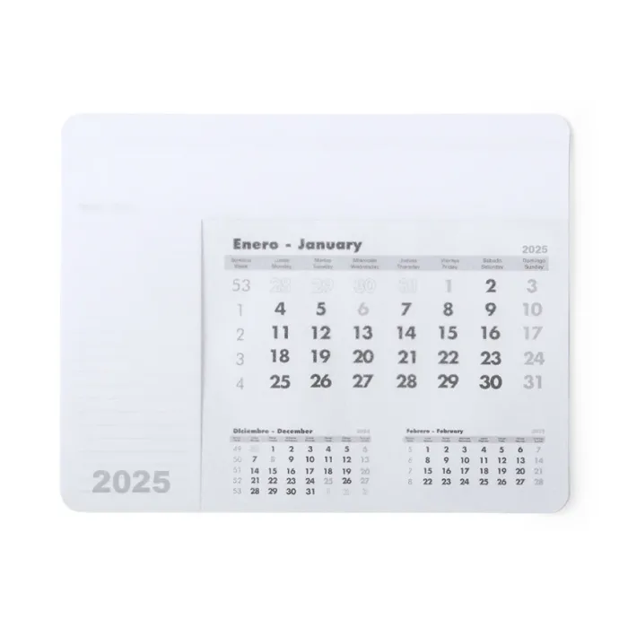 Rendux Tappetino Mouse Calendario PVC 12 mesi con note, trasparente