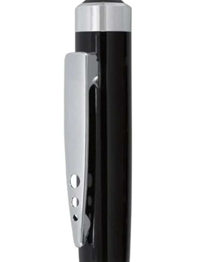 Roller penna nera RIGA in ottone con Swarovski e clip metallica