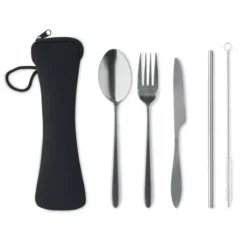 5 SERVICE Set Posate Acciaio Inox con Sacchetto Neoprene