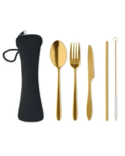 5 SERVICE Set Posate Acciaio Inox con Sacchetto Neoprene