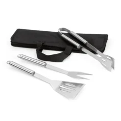 Set Barbecue 3 pezzi in acciaio inox con custodia nera TNT