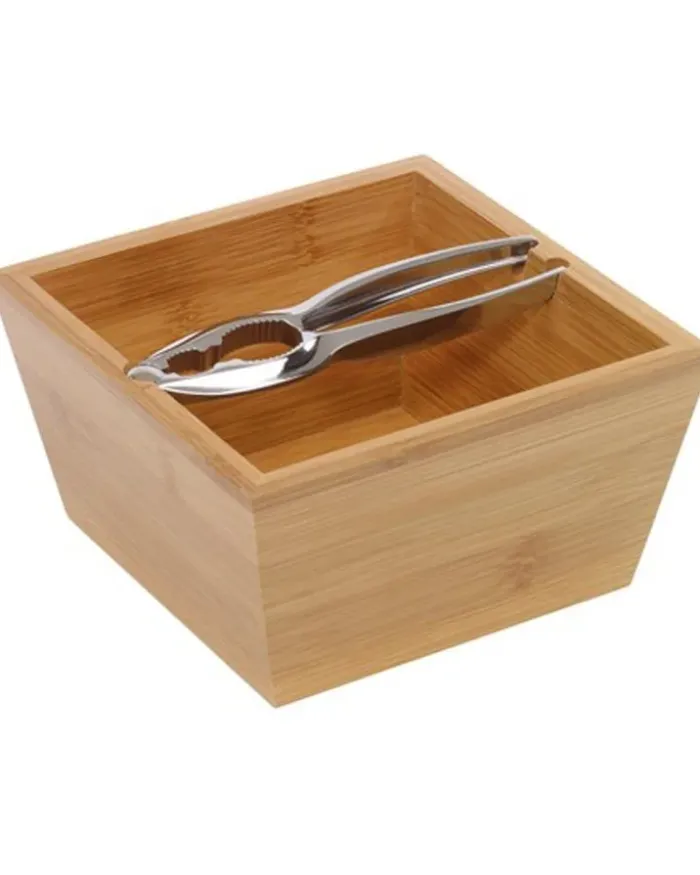 Set schiaccianoci CLICK in bambù e metallo, 15,5x15,5x8,4 cm