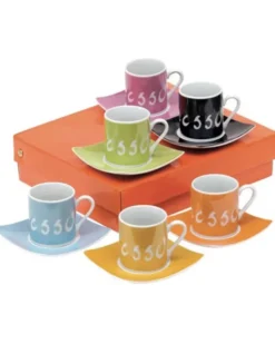 Set Tazzine Espresso LA DOLCE VITA 6 pz Porcellana Bianca Box