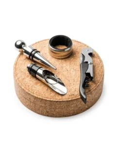 Set vino Amaranto: accessori inox in custodia sughero naturale