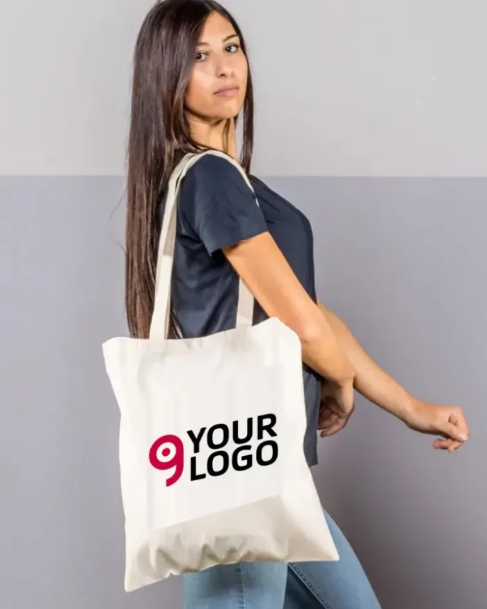 Shopper Cotone Organico 38x42cm Manici Lunghi
