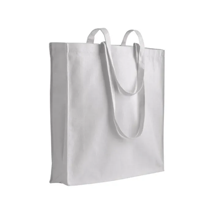 Shopper cotone pesante con soffietto e zip - 38x42x8 cm