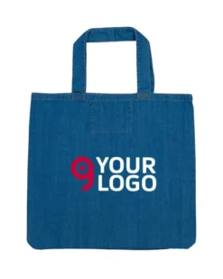 Shopper Denim 100% Cotone Organico, 50x46 cm, Rinforzata -