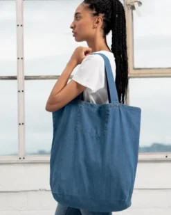 Shopper Denim 100% Cotone Organico, 50x46 cm, Rinforzata -