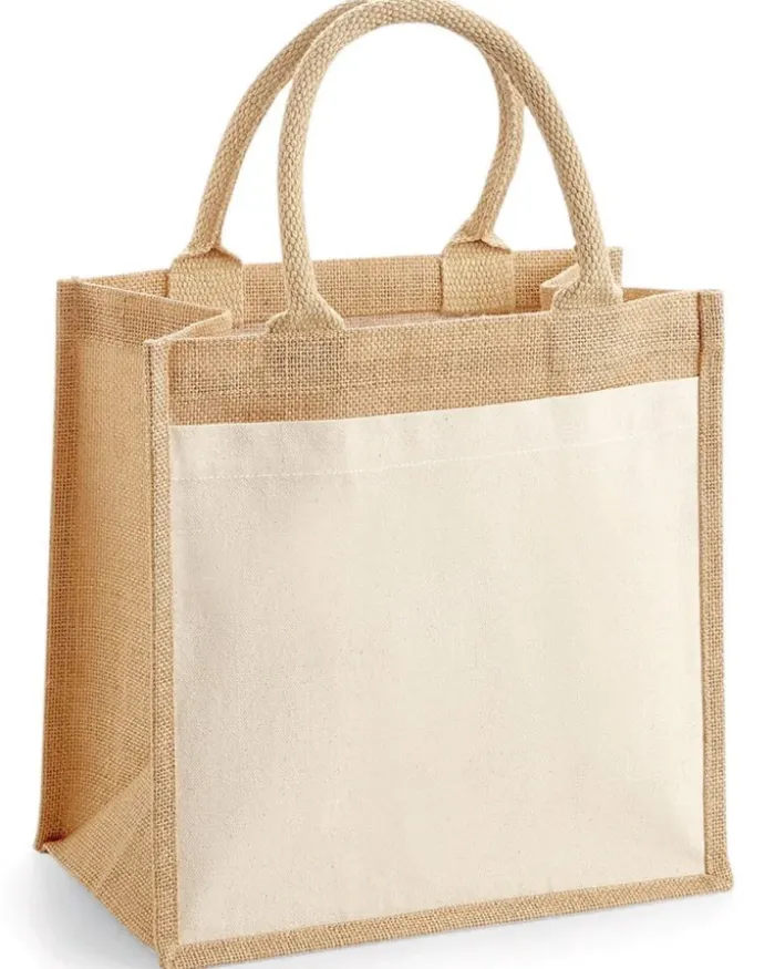 Shopper Juta e Cotone , Tasca Frontale, 14L
