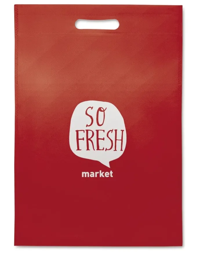 Shopper piatta in plastica bianca Mulpack con manici forati resistenti
