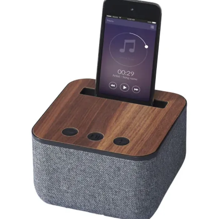 Speaker Bluetooth Shae Legno e Tessuto Grigio 5W con Microfono