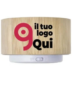 Speaker wireless Sharon in bamboo naturale con luci LED multicolore