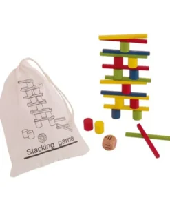 Stacking Color: Gioco di Abilità in Legno Naturale 16 Pezzi