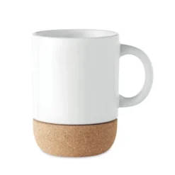 SUBCORK Tazza in ceramica 300ml con base in sughero, bianca