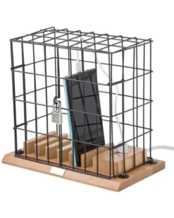 Supporto smartphone Adam in legno/alluminio con USB e lucchetto