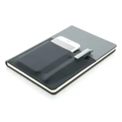 Taccuino A5 Deluxe Nero con Tasche Porta Smartphone e Penna