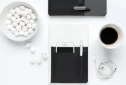 Taccuino A5 Deluxe Nero con Tasche Porta Smartphone e Penna
