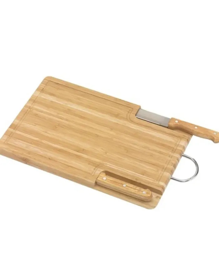 Tagliere Bambù-Cut con coltello e forchetta inox, 43x25 cm