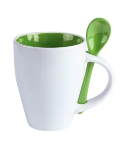 Tazza Cotes in ceramica 350 ml, interno colorato, cucchiaino incluso
