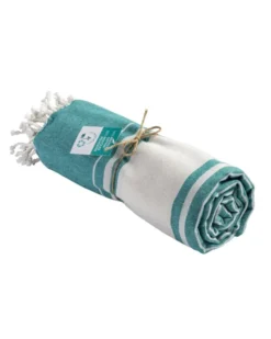Telo mare eco con frange in cotone riciclato 90x170 cm
