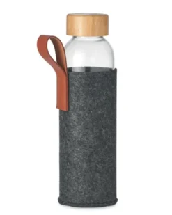 THAI Bottiglia Vetro 500ml Bamboo, Manico PU, Sacchetto RPET