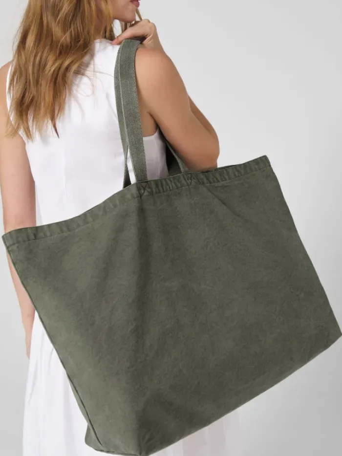 Tote bag oversize tinta in capo