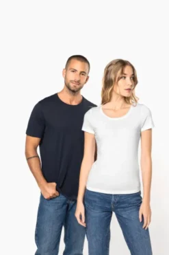 T-shirt donna maniche corte e collo con bordi a taglio vivo