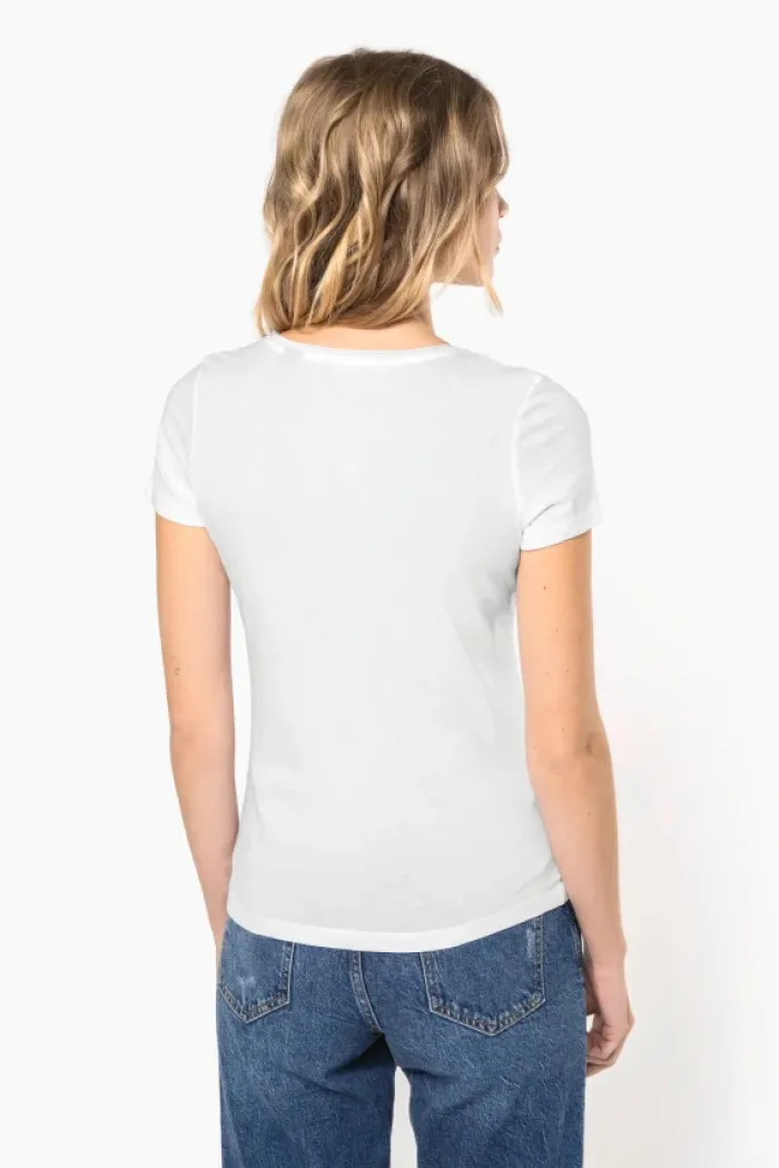 T-shirt donna maniche corte e collo con bordi a taglio vivo